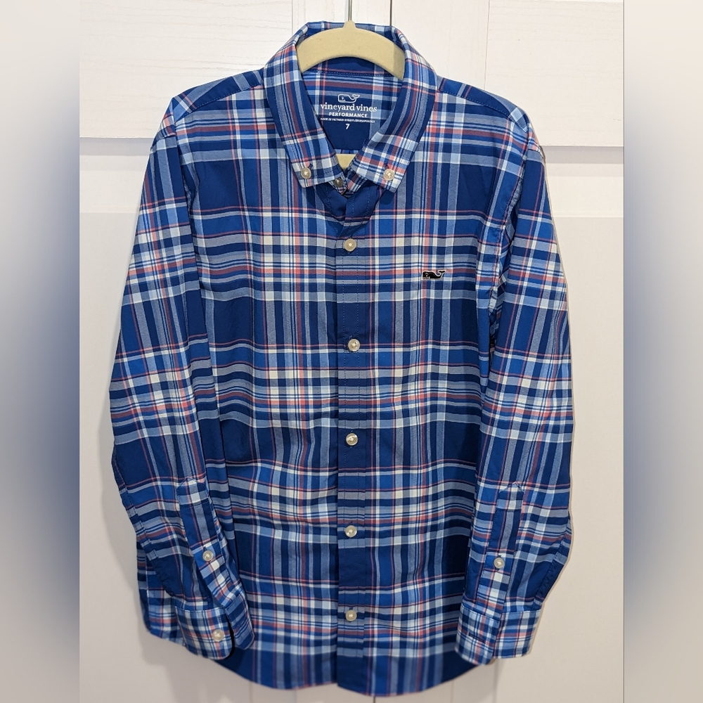 Boy's Vineyard Vines Performance Button Down Shirt (Sz 7)